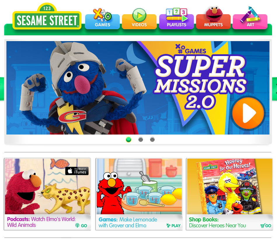 セサミストリートのサイト